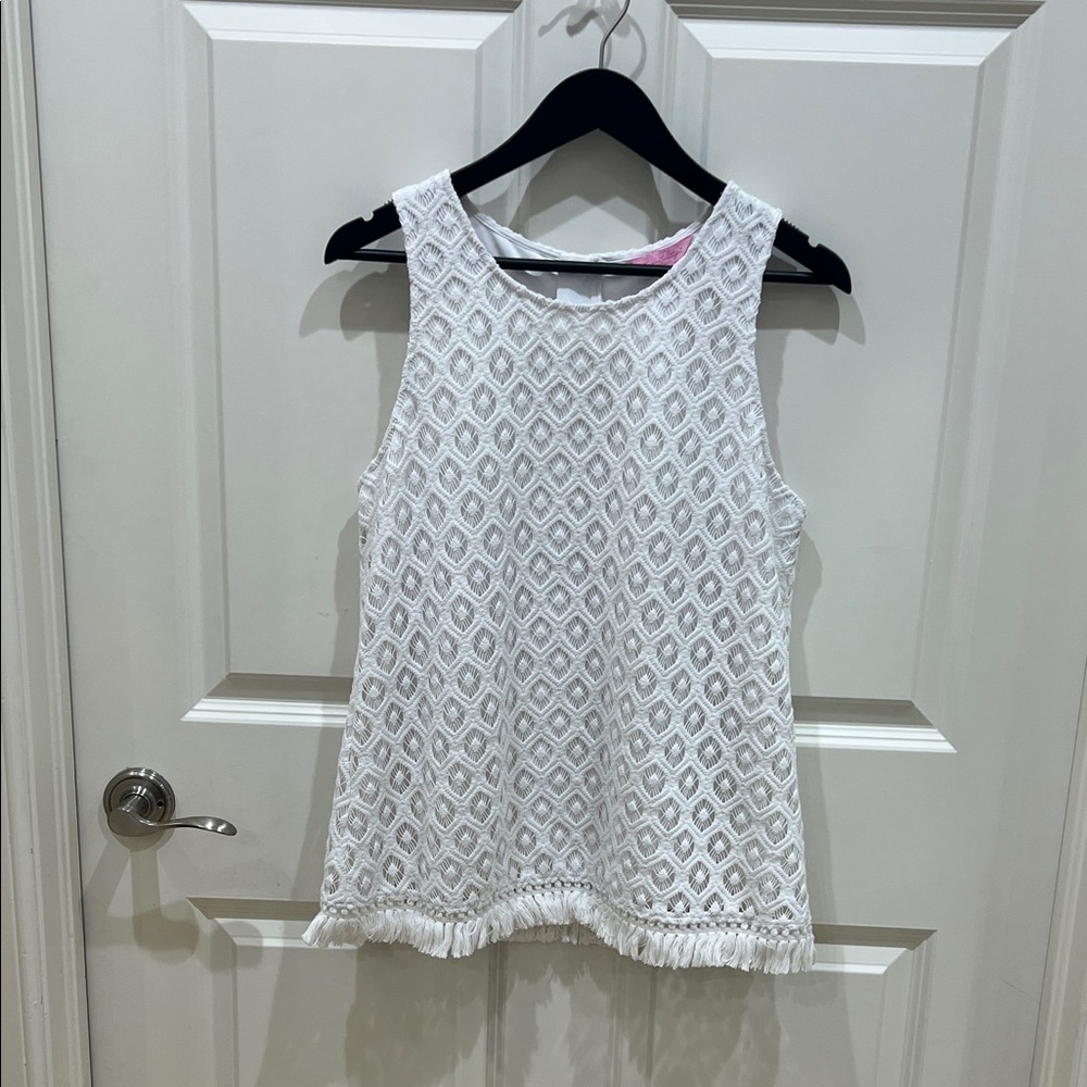 Lilly Pulitzer White Textured Tank Top